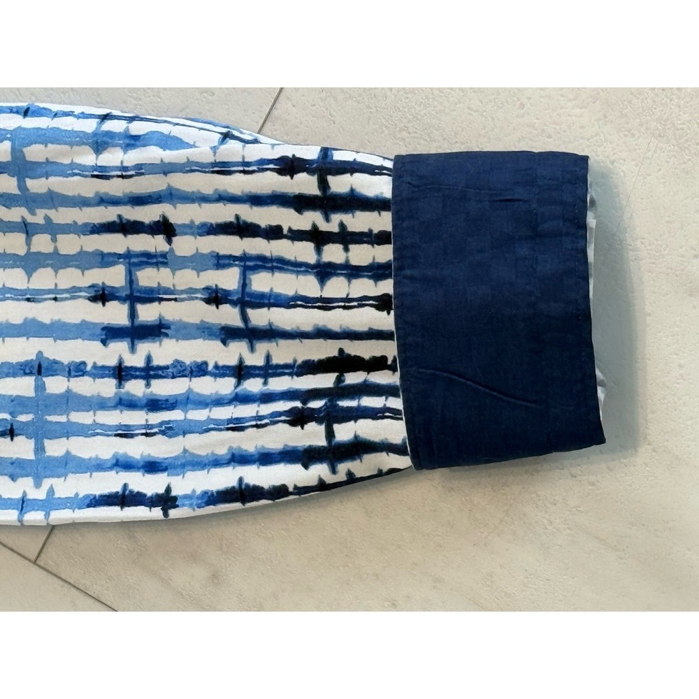 Maceoo Shirt Mens XL White Fibonacci Tie Dye Blue Long Sleeve Button Up - Picture 3 of 12
